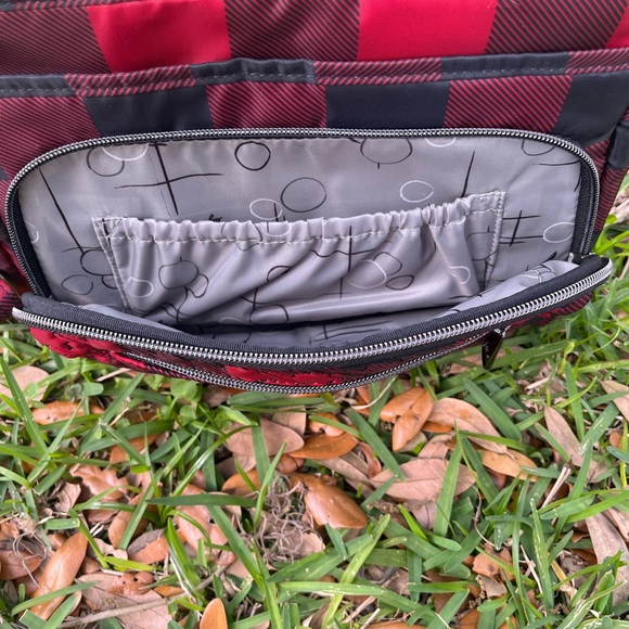 NWT Lug Shimmy Red Black Buffalo Checkered Shoulder Purse with Adjustable Straps - Picture 11 of 12